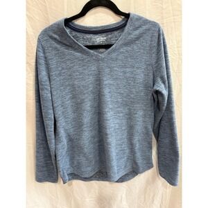 Tek Gear Essential Gear Men's Long Sleeve V Neck Blue Athletic Shirt Medium